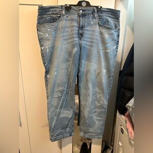 LAUREN RALPH LAUREN PAINT SPLATTER RELAXED ANKLE STRAIGHT JEAN